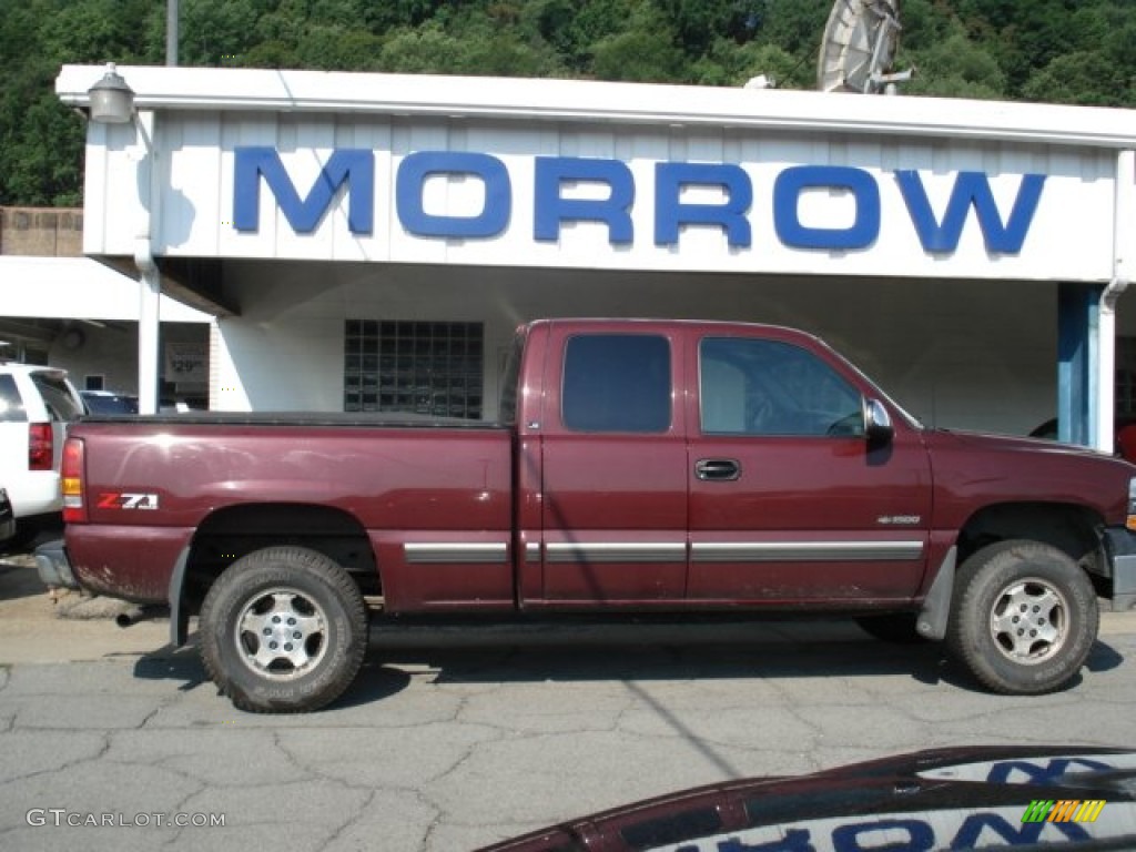 2002 Silverado 1500 LS Extended Cab 4x4 - Dark Carmine Red Metallic / Graphite Gray photo #1