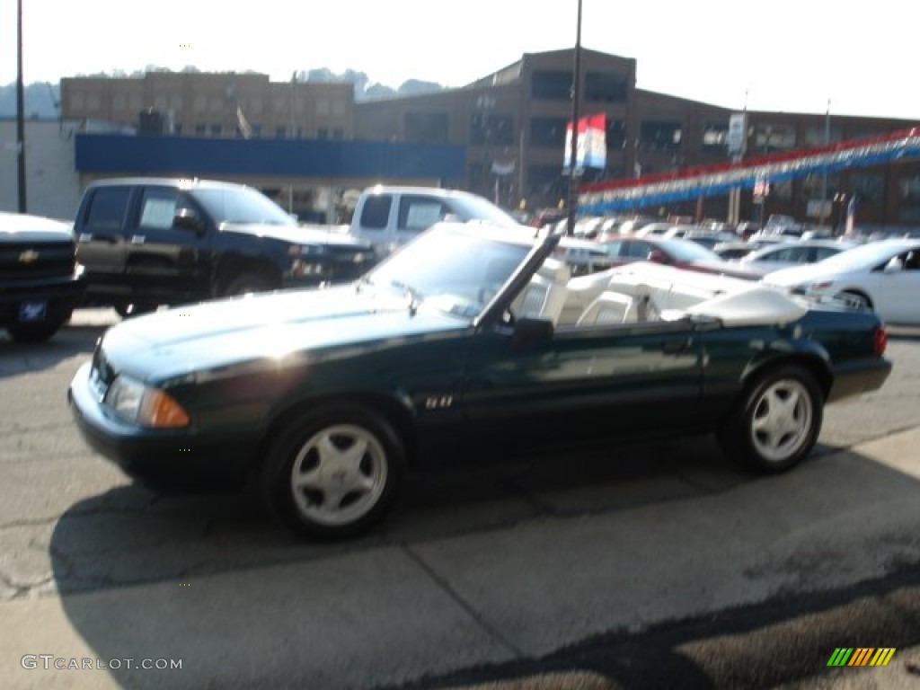 1991 Mustang LX 5.0 Convertible - Dark Emerald Green / White/Titanium photo #5