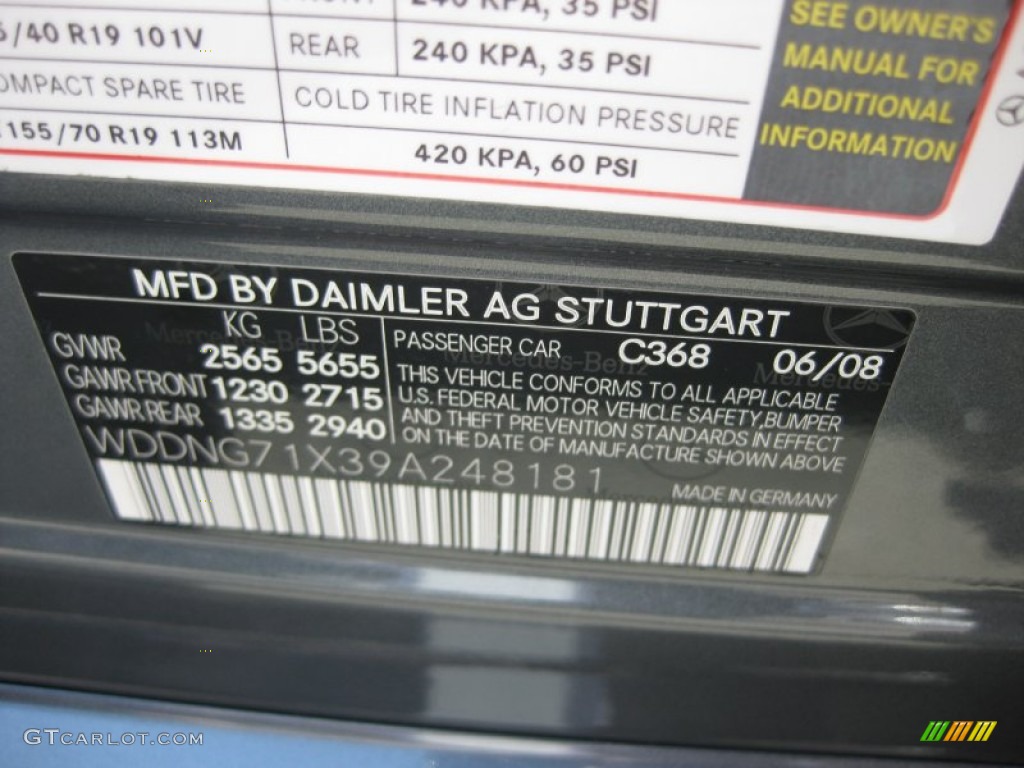 2009 S Color Code 368 for Flint Grey Metallic Photo #51451173