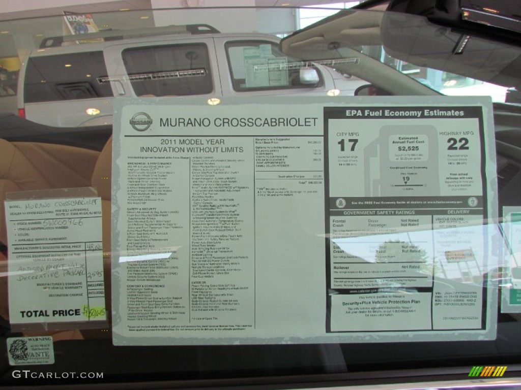 2011 Nissan Murano CrossCabriolet AWD Window Sticker Photo #51456945