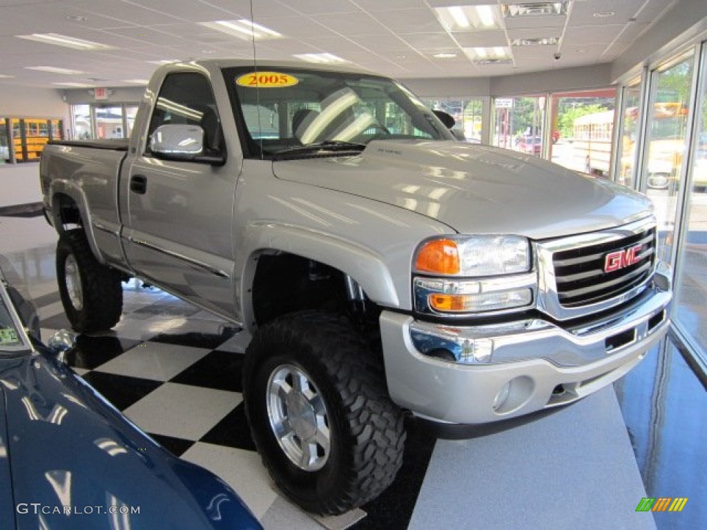 2005 Sierra 1500 SLE Regular Cab 4x4 - Silver Birch Metallic / Dark Pewter photo #1