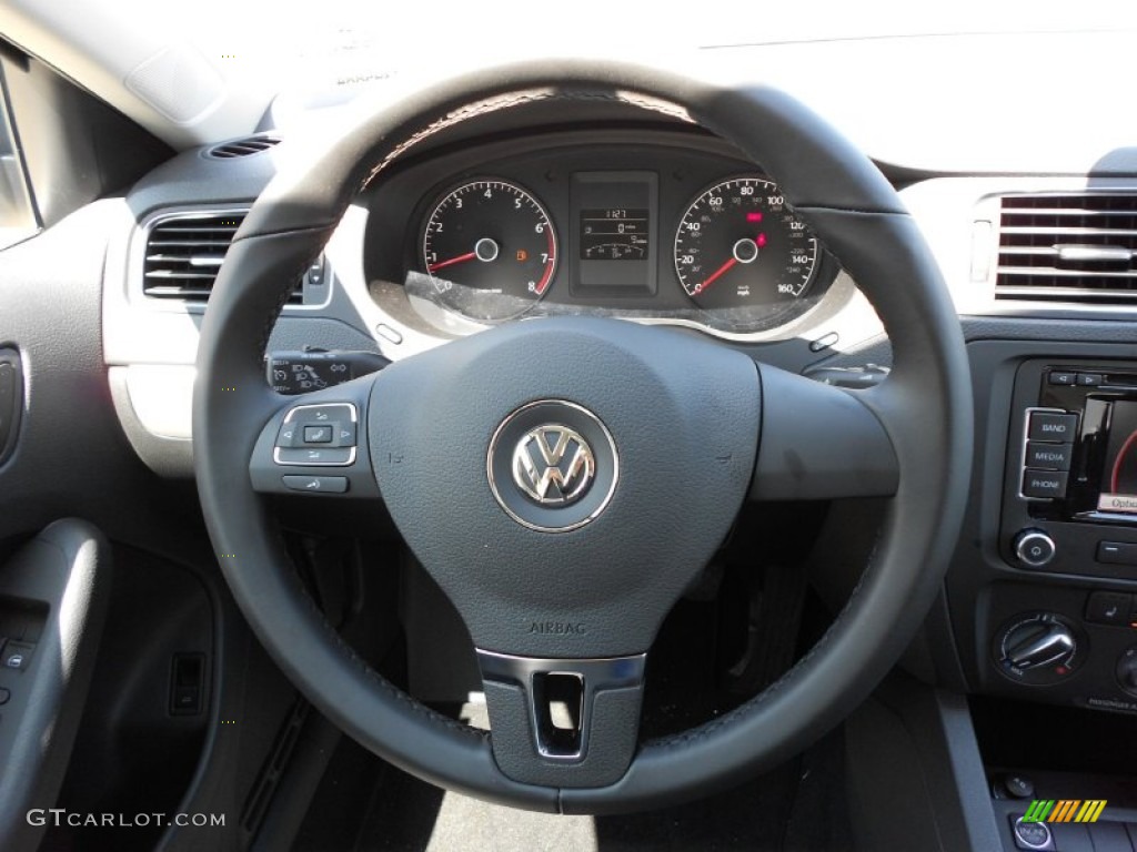 2011 Volkswagen Jetta SEL Sedan Titan Black Steering Wheel Photo #51461064