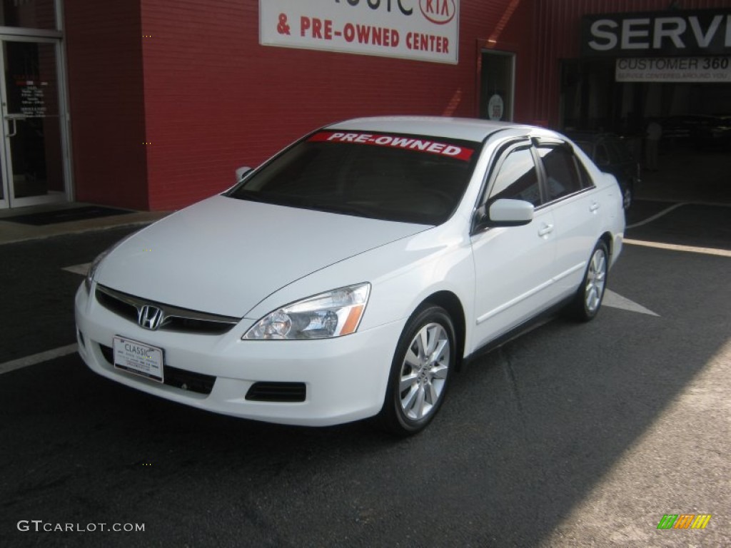 2007 Accord SE V6 Sedan - Taffeta White / Ivory photo #1