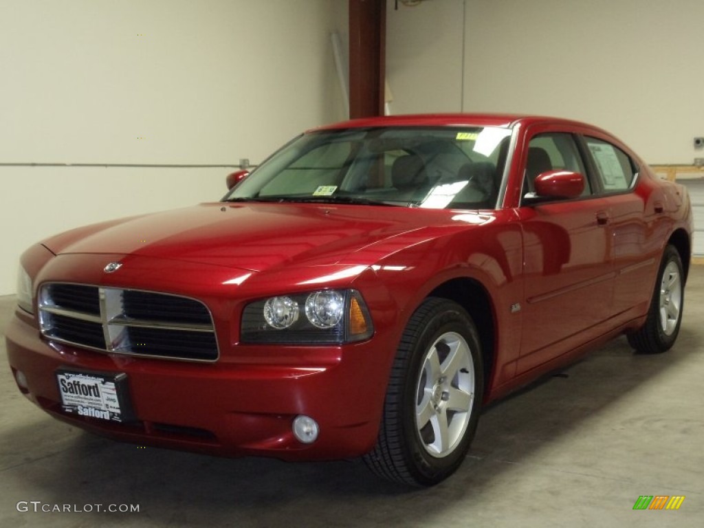 2010 Charger SXT - Inferno Red Crystal Pearl / Dark Slate Gray photo #1