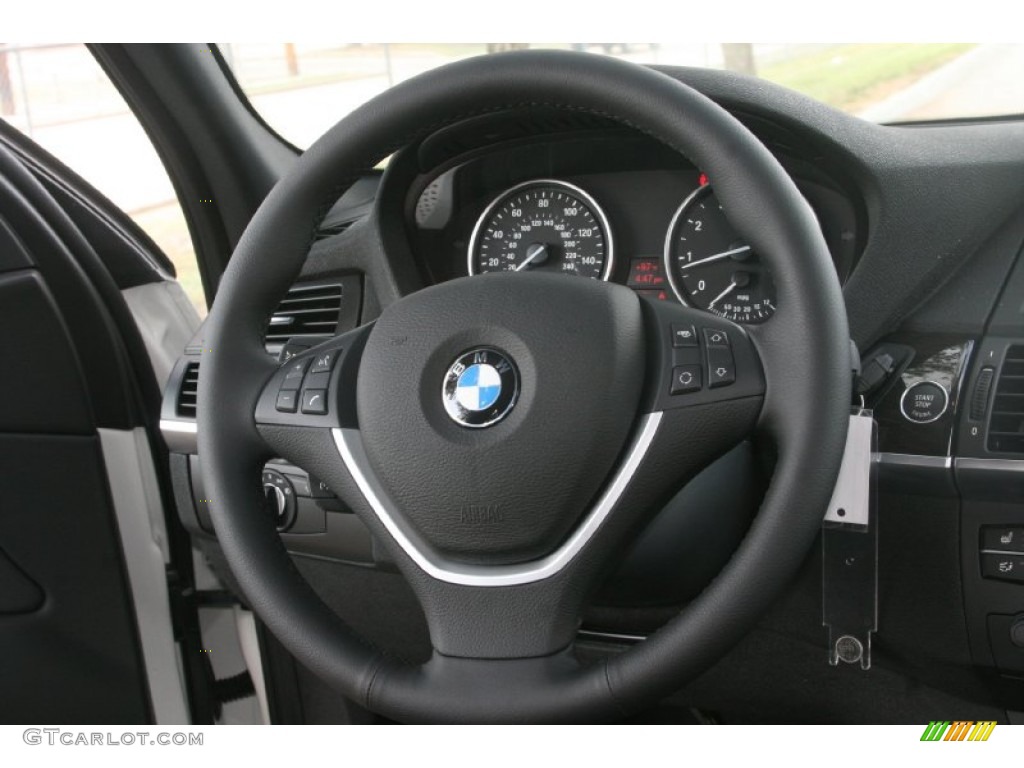 2012 BMW X5 xDrive50i Black Steering Wheel Photo #51472500