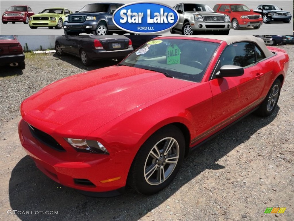 2011 Mustang V6 Premium Convertible - Race Red / Stone photo #2