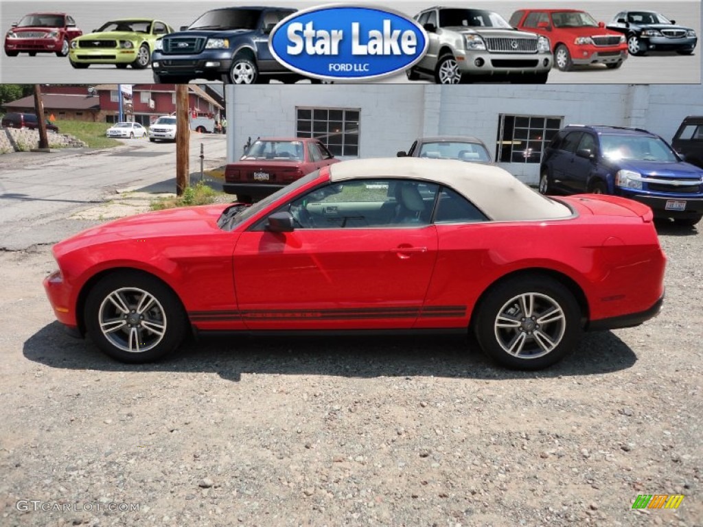 2011 Mustang V6 Premium Convertible - Race Red / Stone photo #3