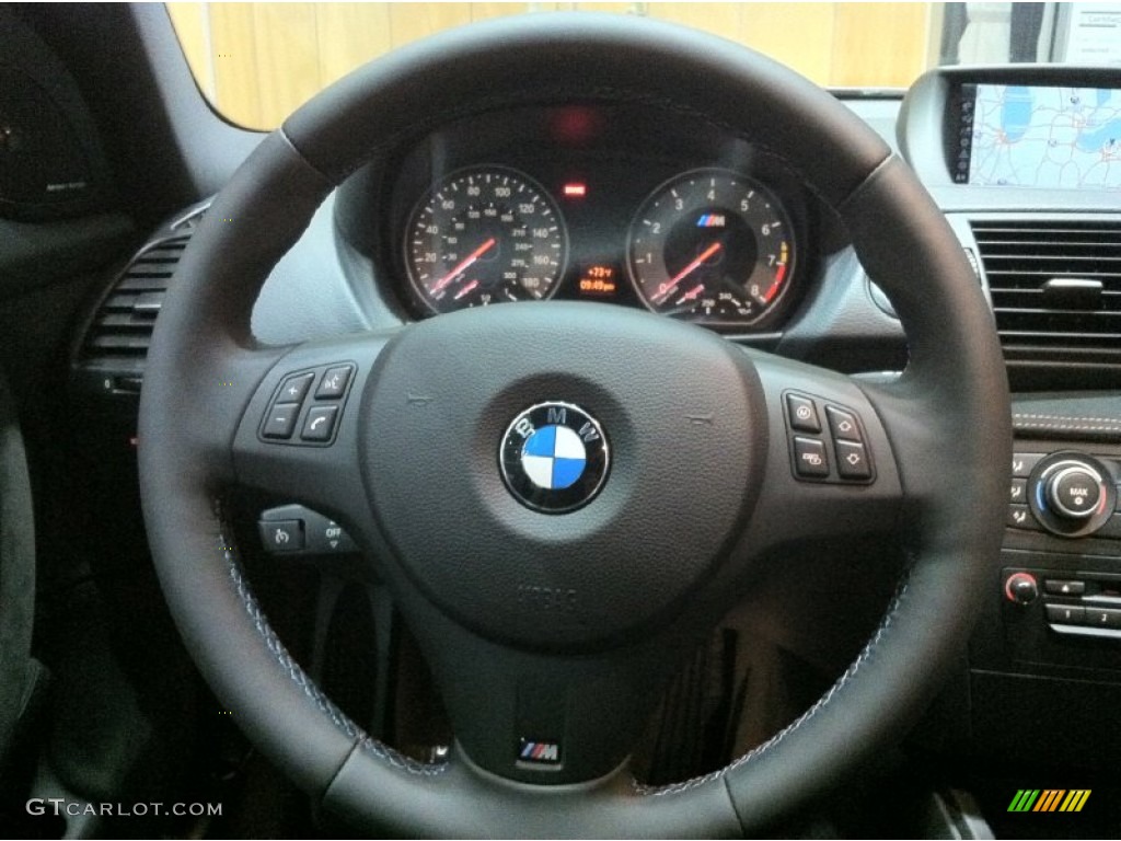 2011 BMW 1 Series M Coupe Black Steering Wheel Photo #51480286