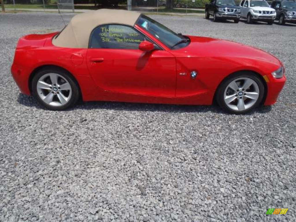 2006 Z4 3.0i Roadster - Bright Red / Beige photo #3