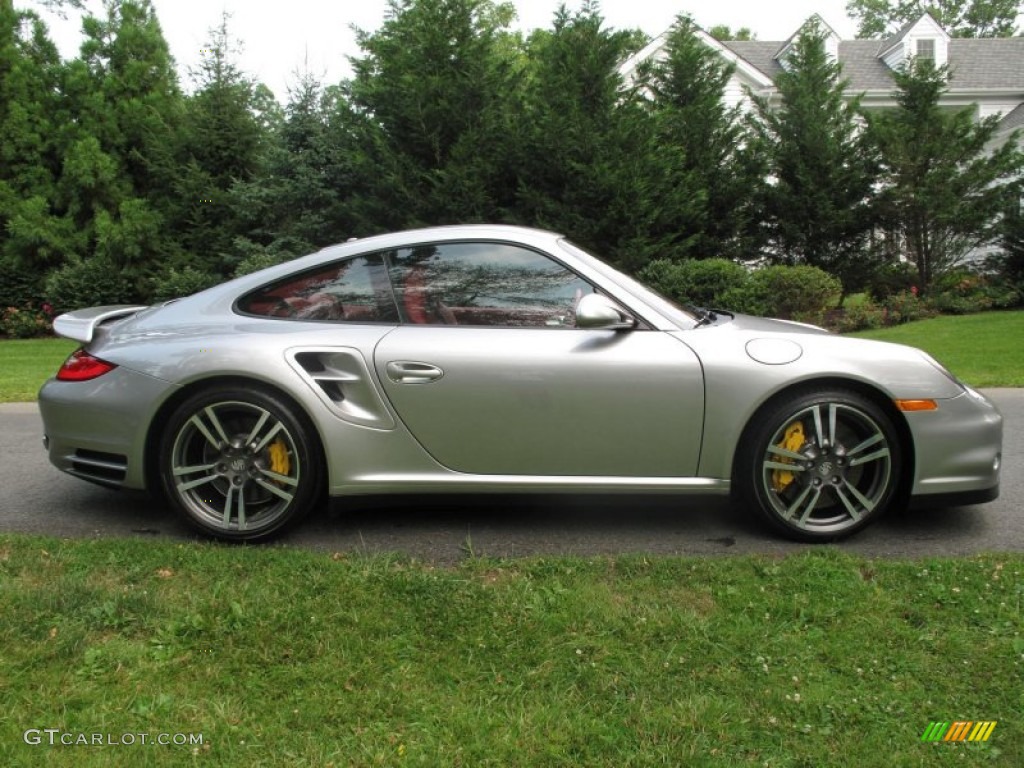 2011 911 Turbo S Coupe - GT Silver Metallic / Carrera Red photo #7