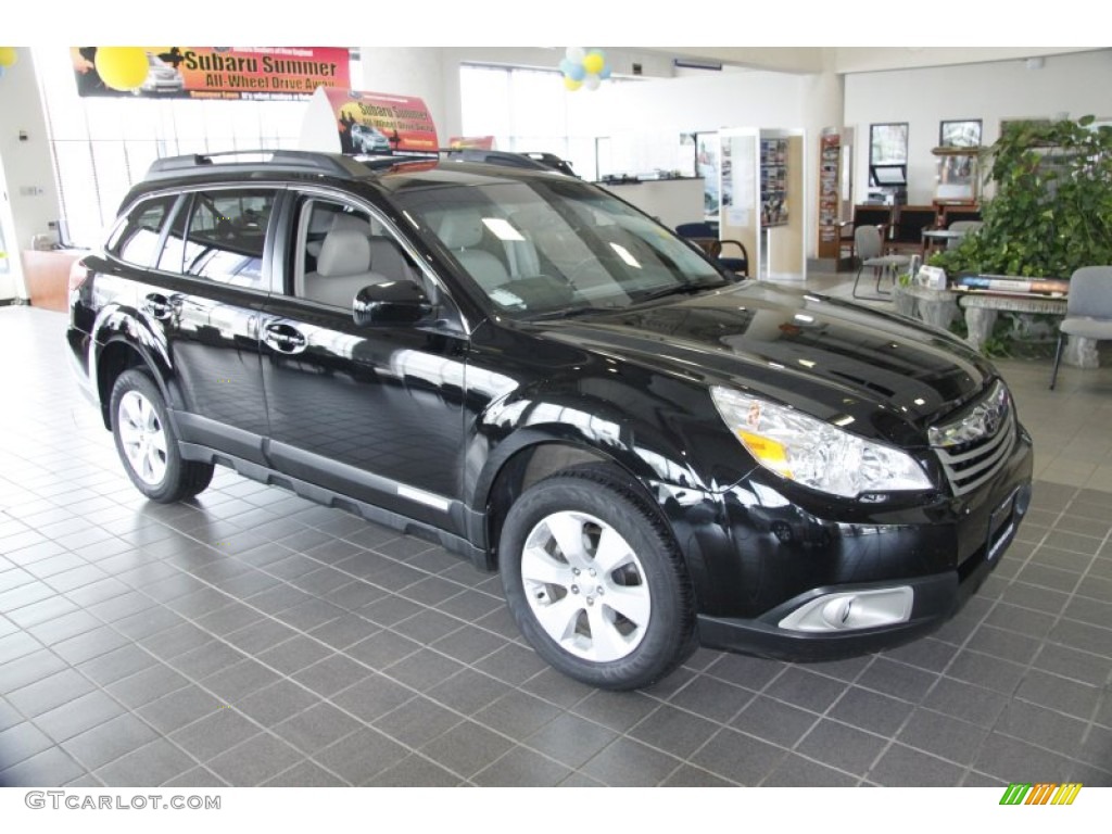2011 Outback 2.5i Premium Wagon - Crystal Black Silica / Warm Ivory photo #3