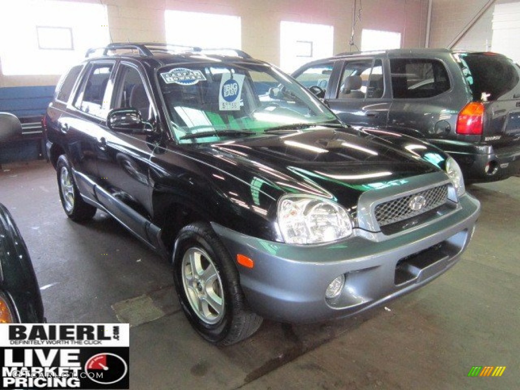 2004 Santa Fe GLS 4WD - Black Obsidian / Gray photo #1