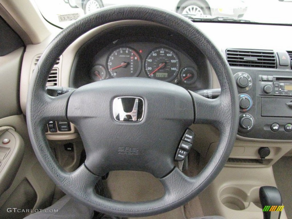 2001 Honda Civic EX Sedan Beige Steering Wheel Photo #51502480