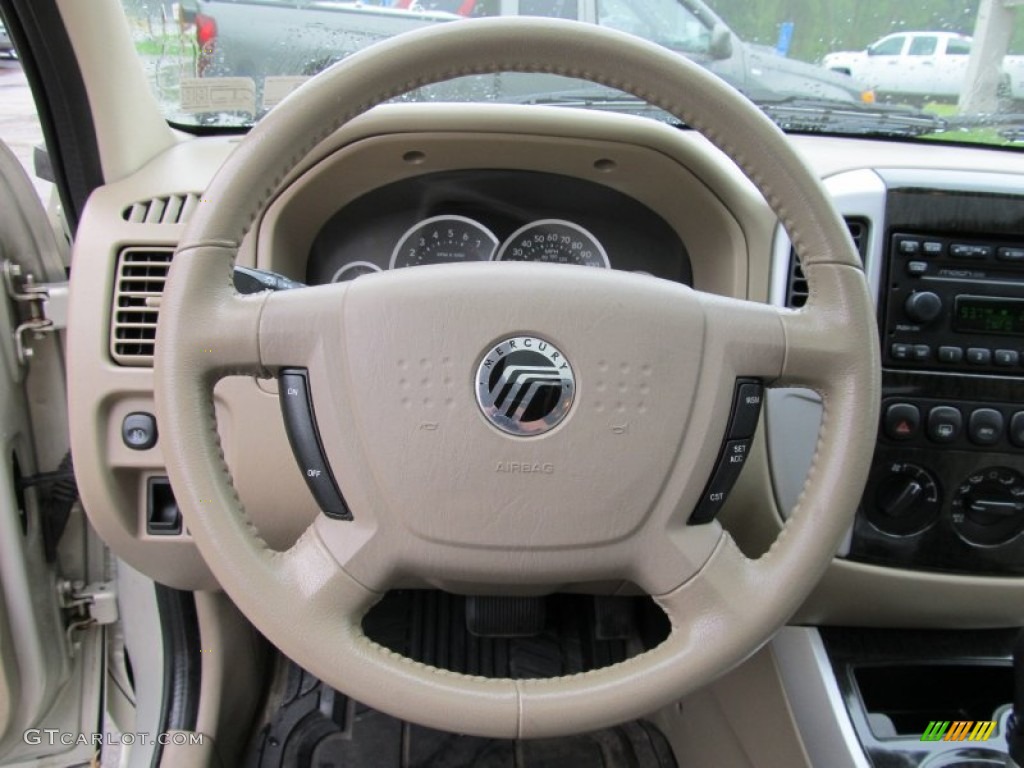 2005 Mercury Mariner V6 Premier 4WD Pebble/Light Parchment Steering Wheel Photo #51507859