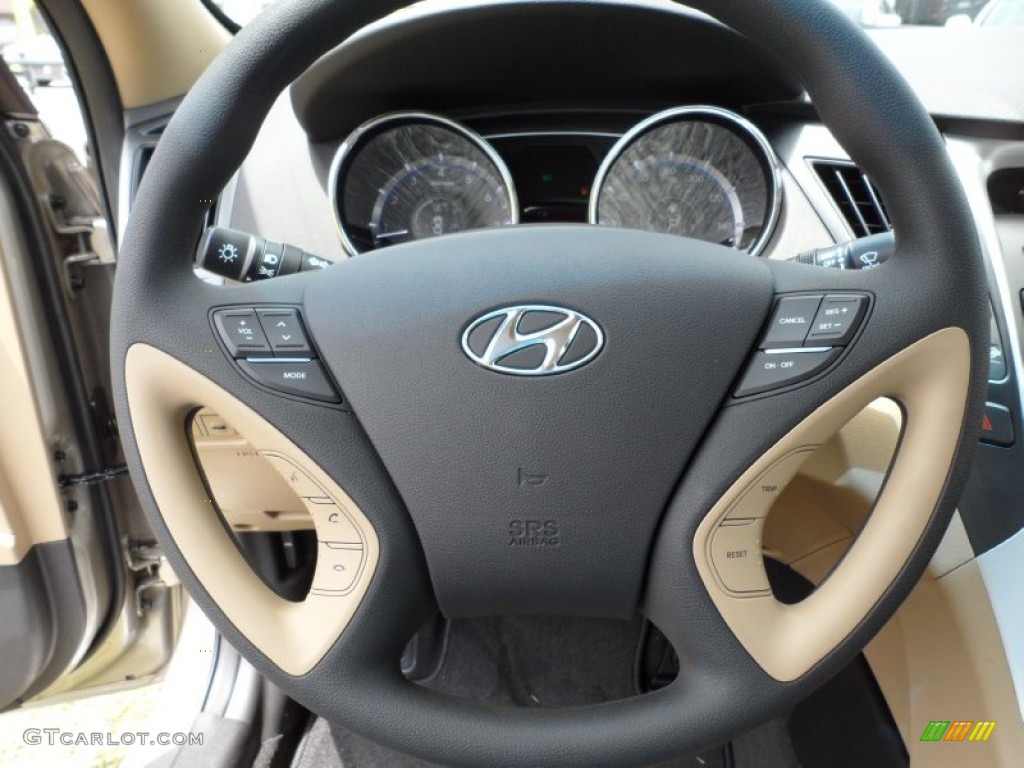 2012 Hyundai Sonata GLS Camel Steering Wheel Photo #51508930