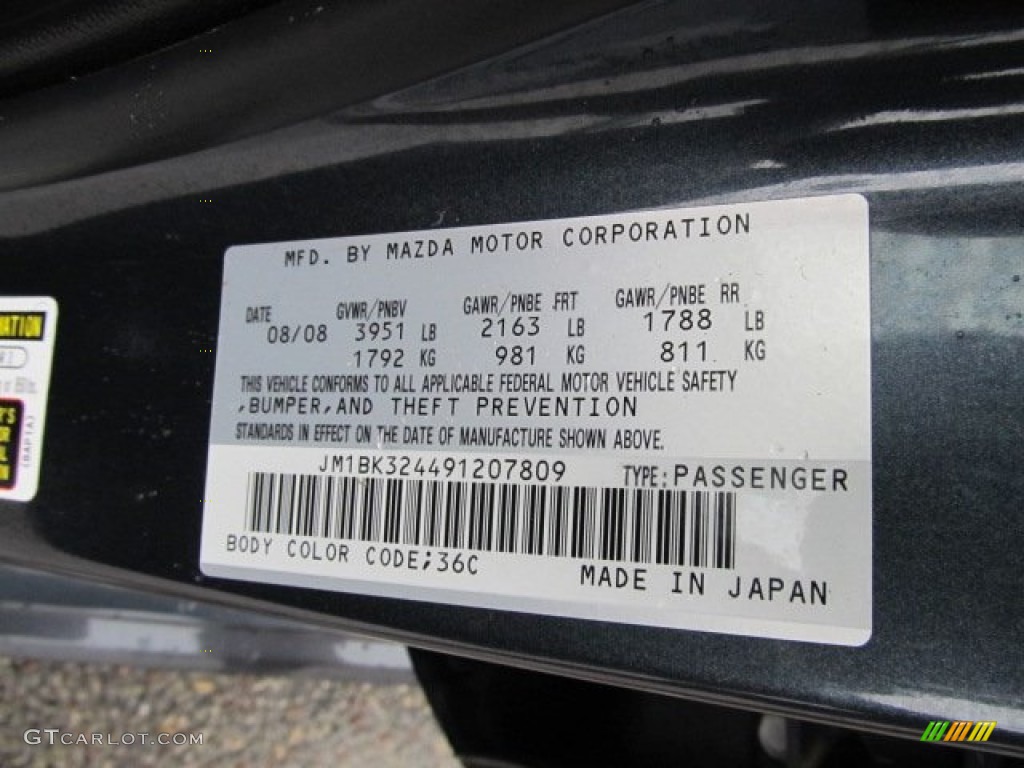 2009 Mazda MAZDA3 s Grand Touring Sedan Color Code Photos