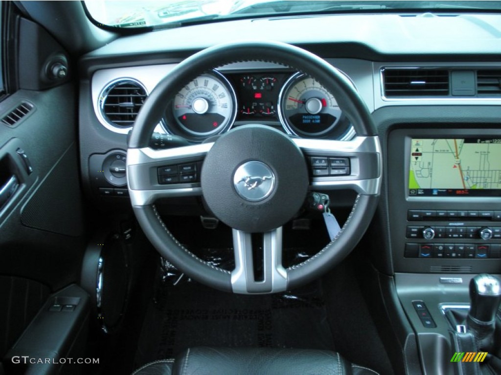 2010 Ford Mustang GT Premium Coupe Charcoal Black Steering Wheel Photo #51511504