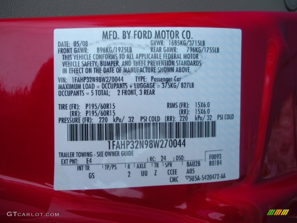 2008 Focus S Coupe - Vermillion Red / Medium Stone photo #25