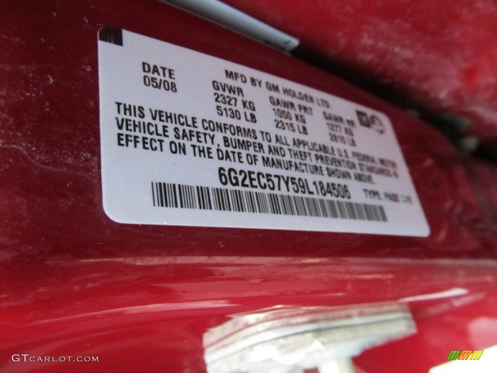 2009 G8 GT - Sport Red Metallic / Onyx photo #24