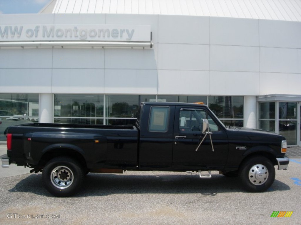 1997 F350 XLT Extended Cab Dually - Black / Opal Grey photo #5