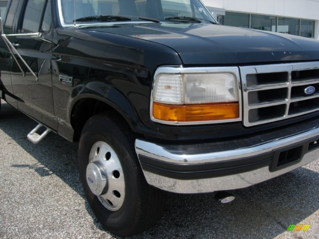 1997 F350 XLT Extended Cab Dually - Black / Opal Grey photo #7
