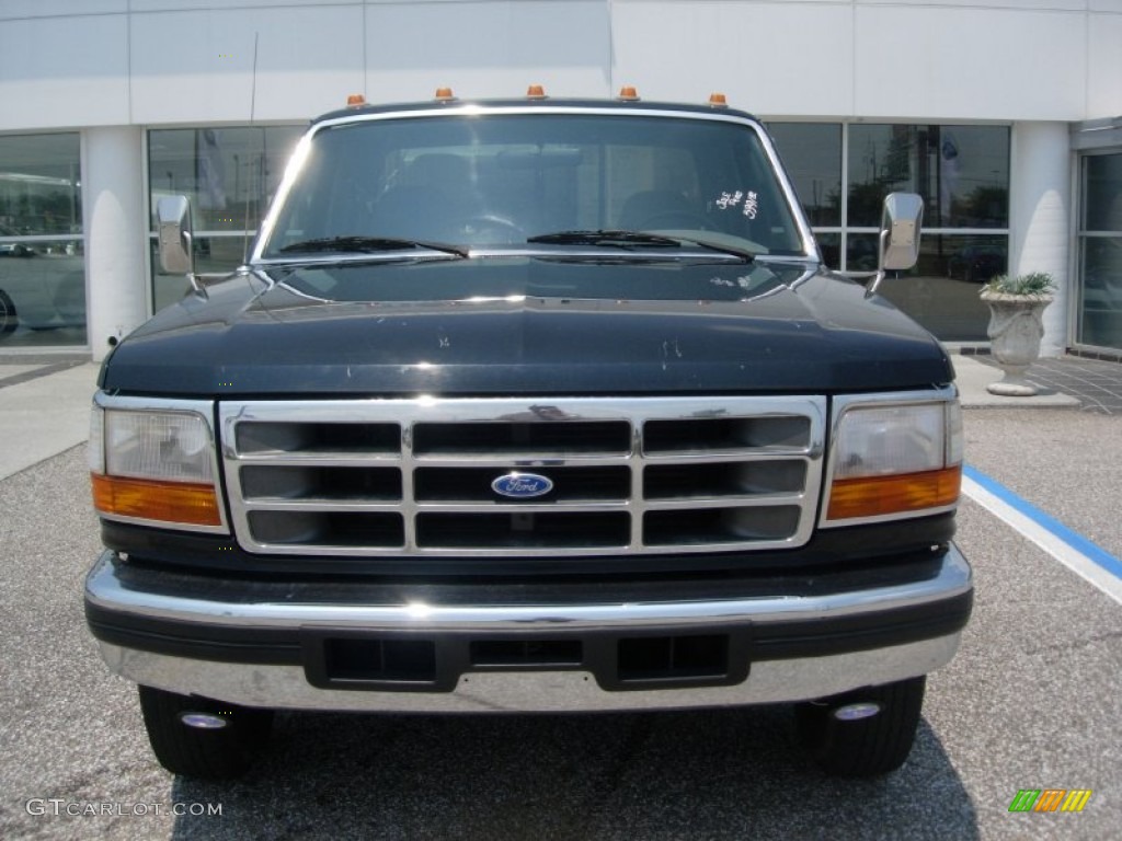 1997 F350 XLT Extended Cab Dually - Black / Opal Grey photo #11