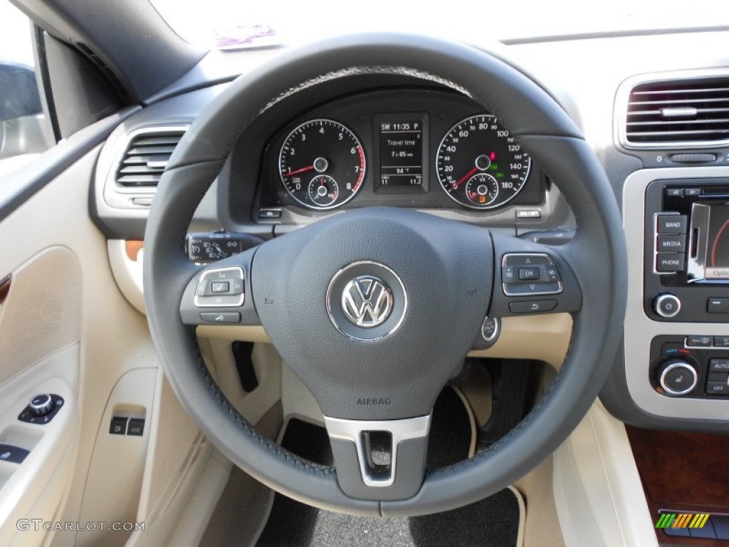 2012 Volkswagen Eos Lux Cornsilk Beige Steering Wheel Photo #51529363
