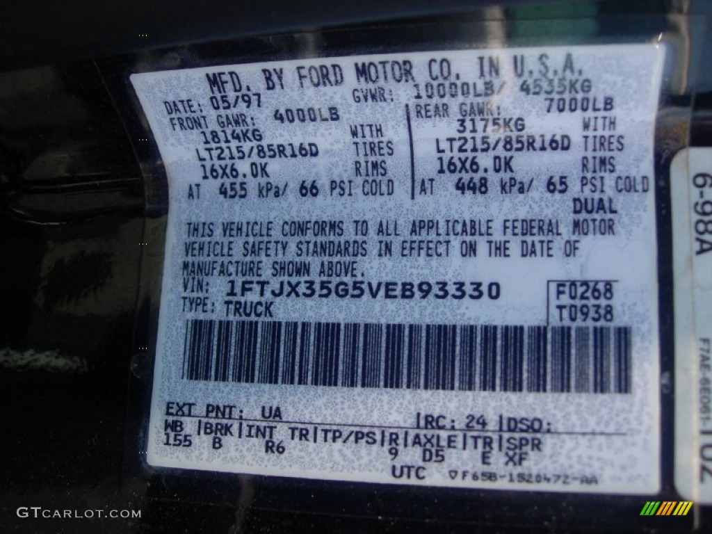 1997 F350 XLT Extended Cab Dually - Black / Opal Grey photo #39