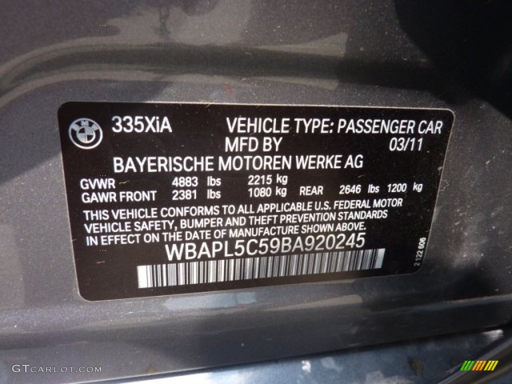 2011 3 Series 335i xDrive Sedan - Space Gray Metallic / Black photo #19
