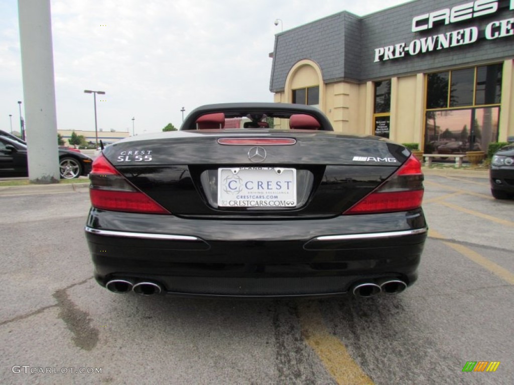 2005 SL 55 AMG Roadster - designo Mocha Black Metallic / Berry Red/Charcoal photo #6