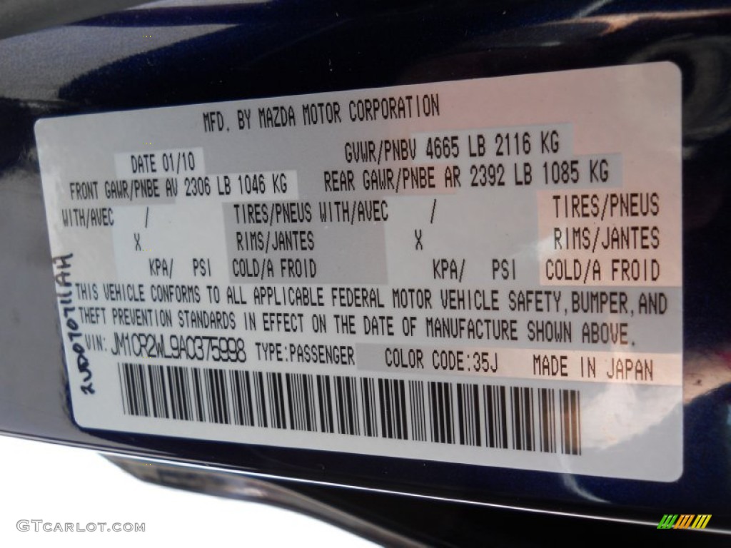 2010 MAZDA5 Color Code 35J for Stormy Blue Mica Photo #51562740
