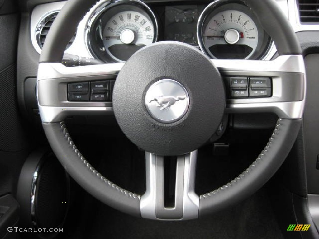 2012 Ford Mustang GT Premium Coupe Charcoal Black Steering Wheel Photo #51572152