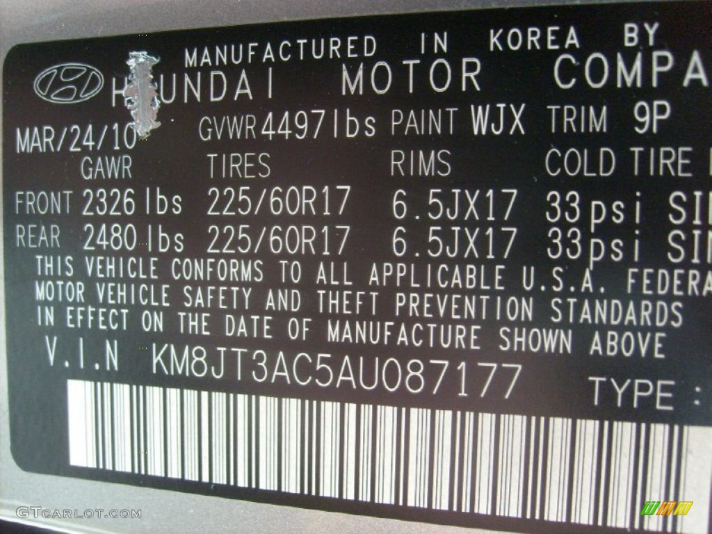 2010 Tucson Color Code WJX for Graphite Gray Photo #51574504