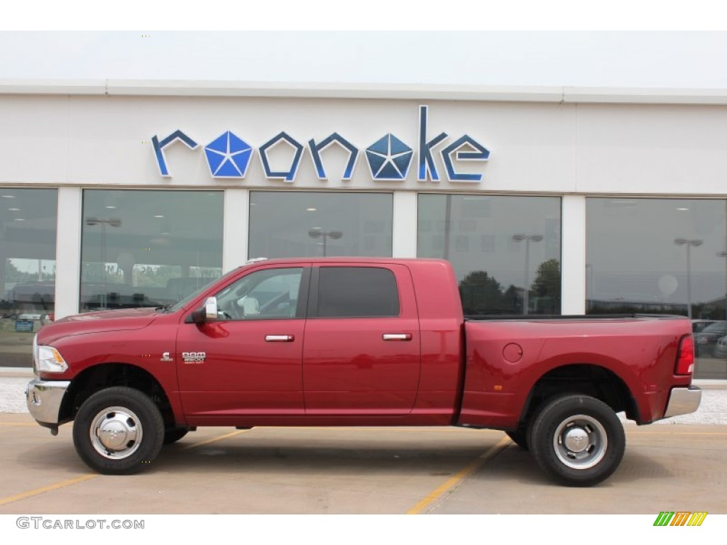 2011 Ram 3500 HD Laramie Mega Cab 4x4 Dually - Deep Cherry Red Crystal Pearl / Light Pebble Beige/Bark Brown photo #1