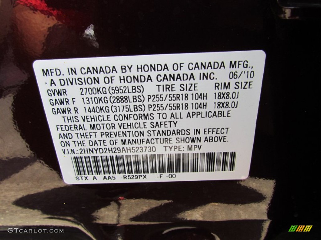2010 MDX Color Code R529PX for Dark Cherry Pearl Photo #51585775