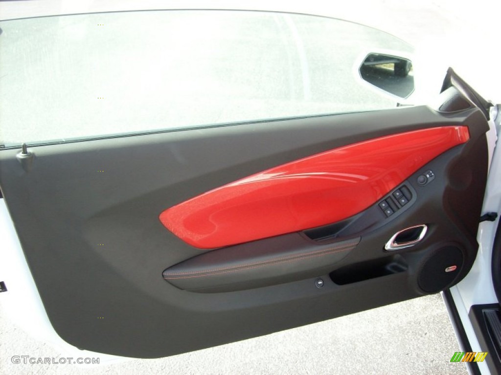 2011 Chevrolet Camaro SS/RS Convertible Inferno Orange/Black Door Panel Photo #51598972