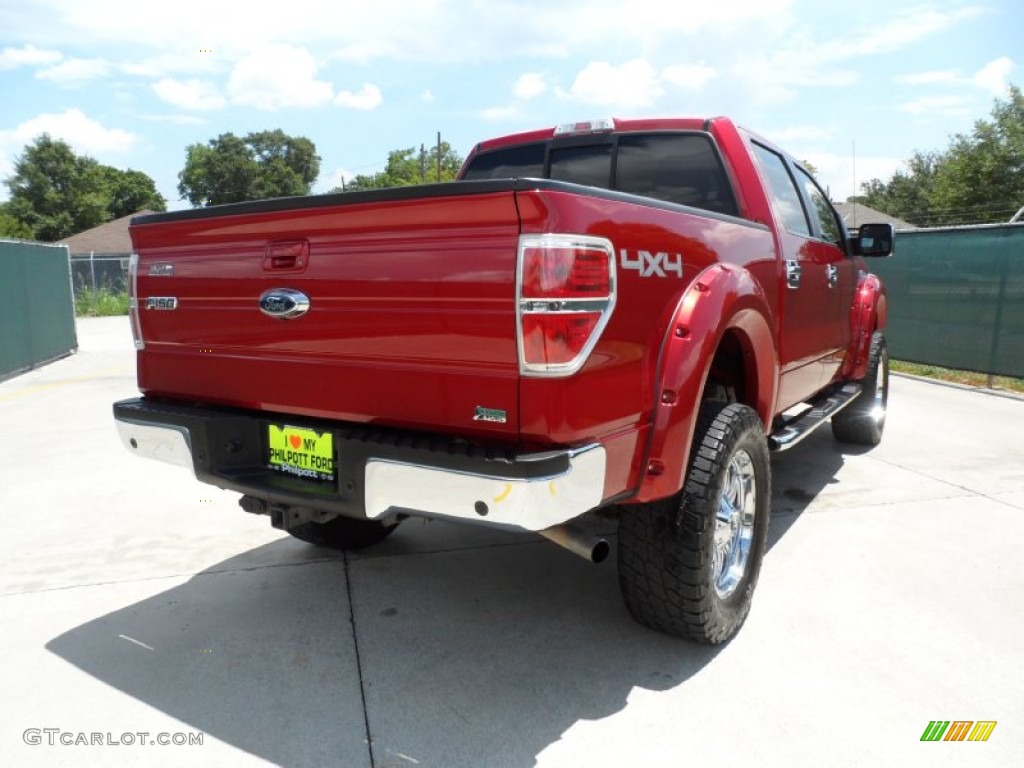 2010 F150 Lariat SuperCrew 4x4 - Red Candy Metallic / Tan photo #3