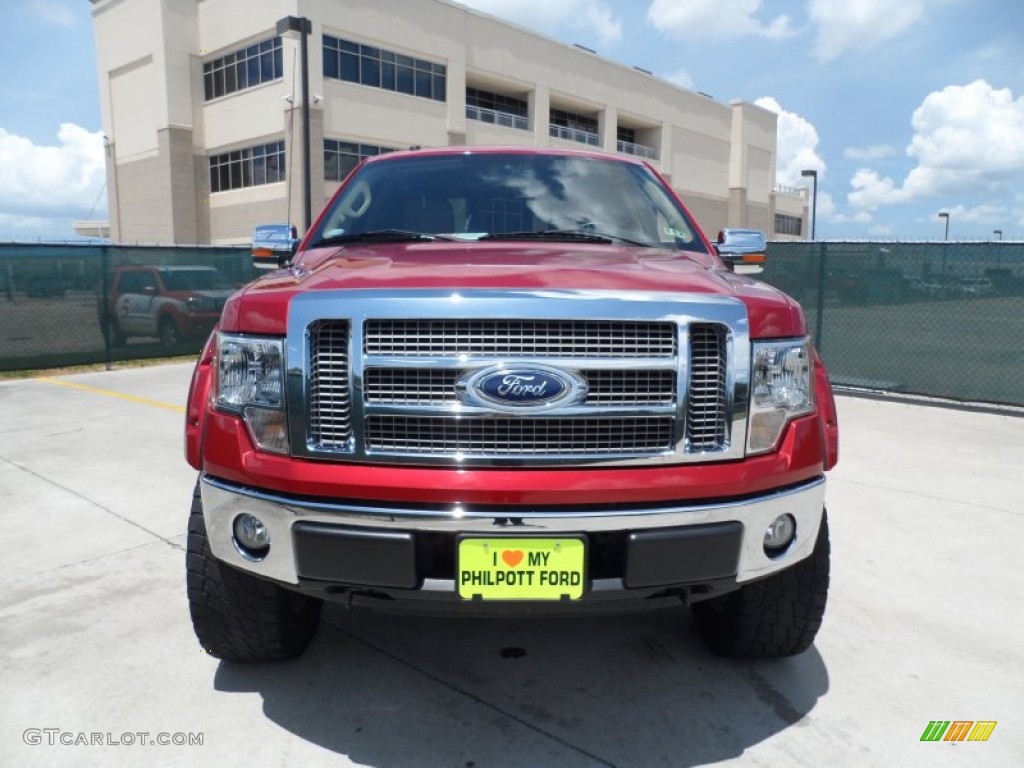 2010 F150 Lariat SuperCrew 4x4 - Red Candy Metallic / Tan photo #8