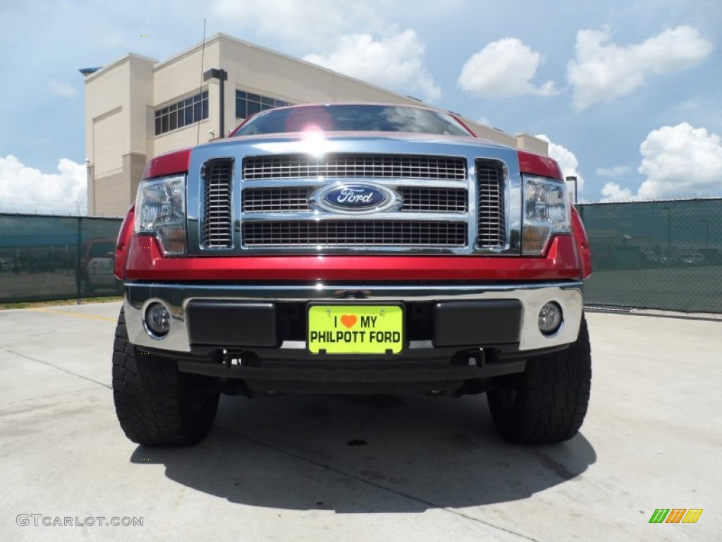 2010 F150 Lariat SuperCrew 4x4 - Red Candy Metallic / Tan photo #9