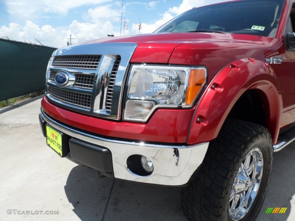 2010 F150 Lariat SuperCrew 4x4 - Red Candy Metallic / Tan photo #13
