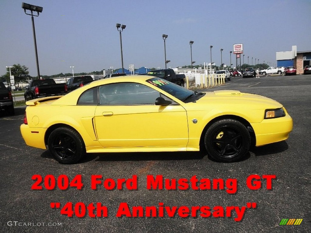 2004 Mustang GT Coupe - Screaming Yellow / Medium Graphite photo #1