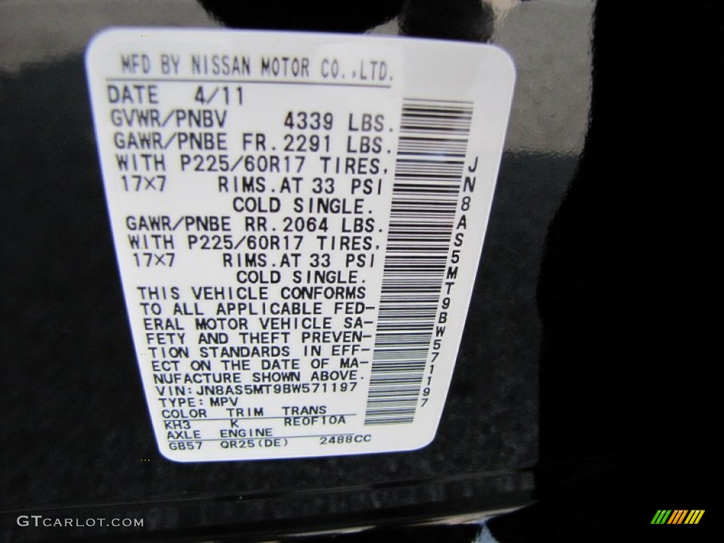 2011 Rogue SV - Wicked Black / Gray photo #15