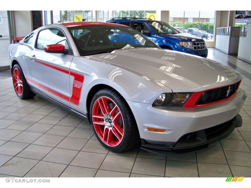 Ingot Silver Metallic/Race Red 2012 Ford Mustang Boss 302 Laguna Seca Exterior Photo #51614287