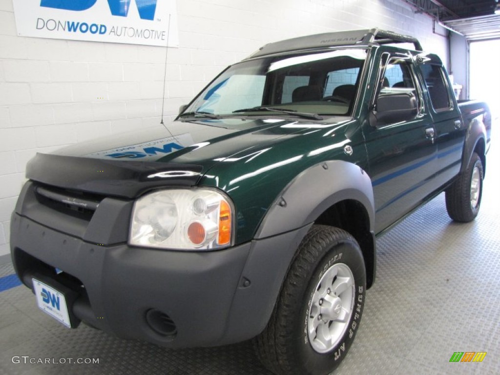 2001 Frontier XE V6 Crew Cab 4x4 - Alpine Green Metallic / Gray photo #2