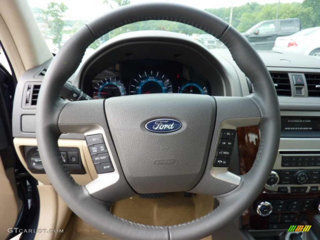2012 Ford Fusion SEL Camel Steering Wheel Photo #51629998