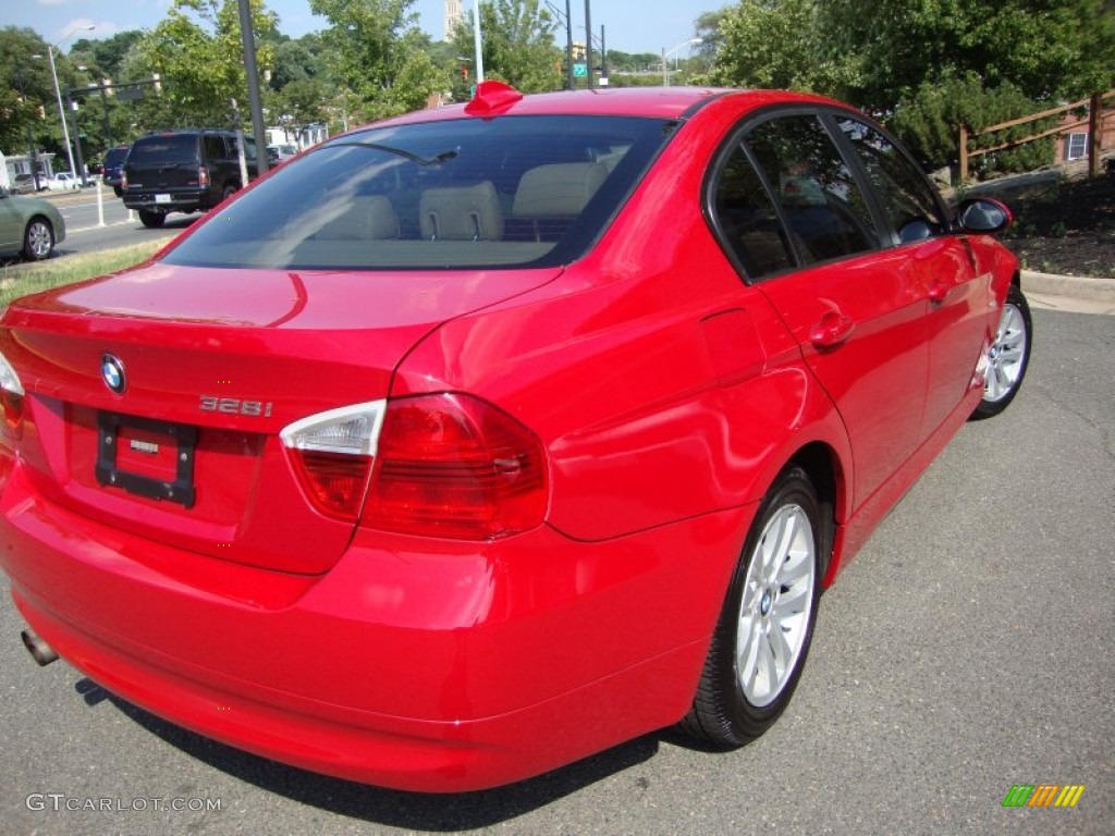 2007 3 Series 328i Sedan - Crimson Red / Beige photo #8
