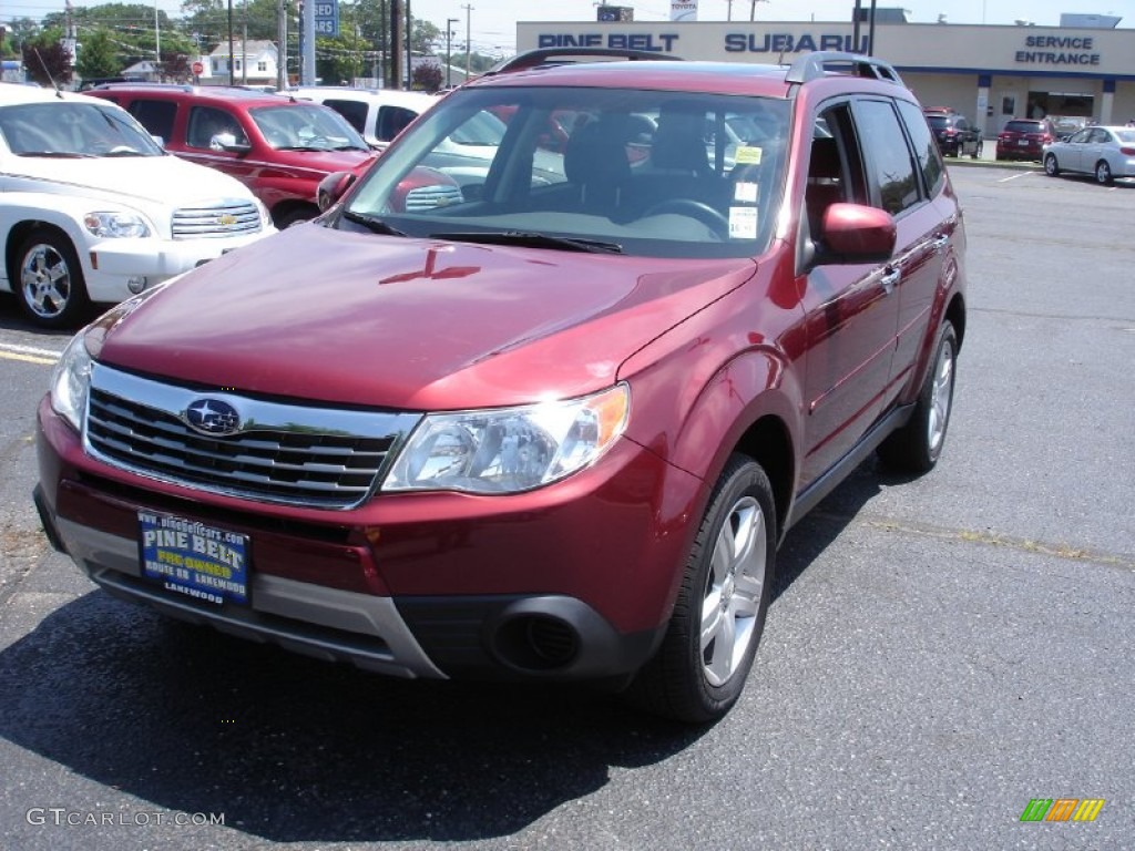 2009 Forester 2.5 X Premium - Camellia Red Pearl / Black photo #1