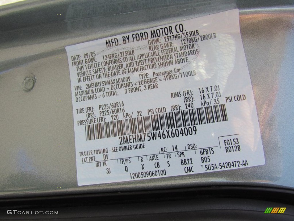 2006 Grand Marquis Color Code DV for Light Tundra Metallic Photo #51645964