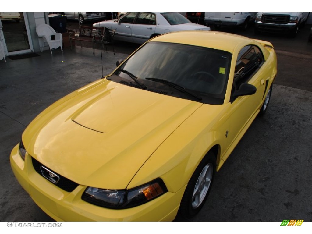 2003 Mustang V6 Coupe - Zinc Yellow / Dark Charcoal photo #4