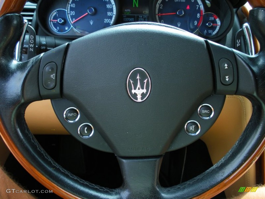 2007 Maserati Quattroporte Sport GT DuoSelect Beige Steering Wheel Photo #51649038